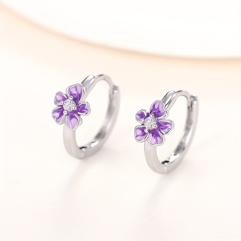 Women's Elegant Morning Glory Floral Hoop Earrings, Delicate Design